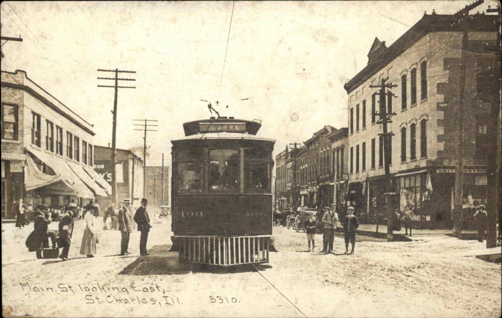 St. Charles Illinois IL Trolley CLOSE-UP CR Childs c1910 Real Photo Postcard
