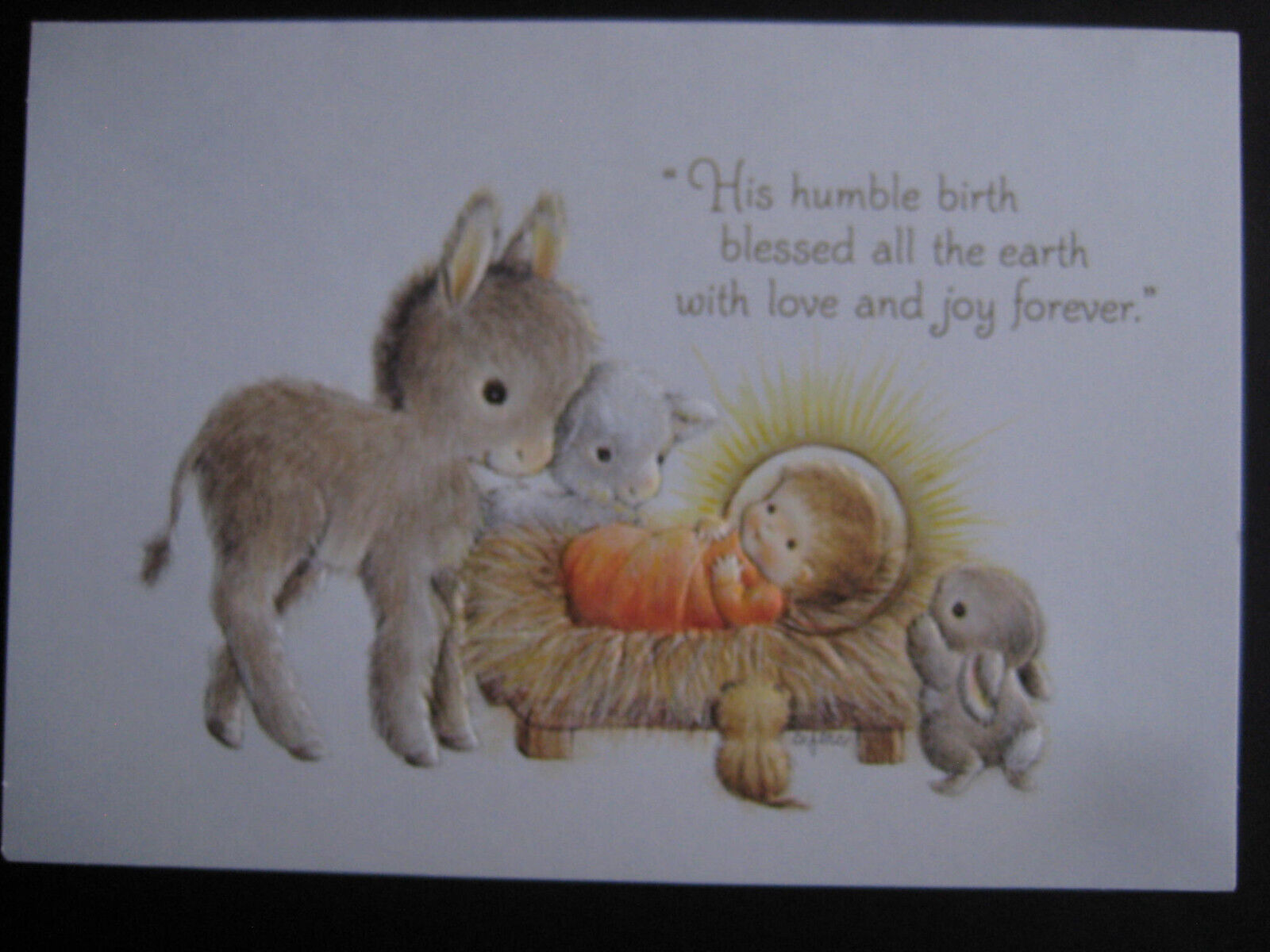 1982 vintage greeting card Hallmark CHRISTMAS Embossed Animals w/ Baby Jesus