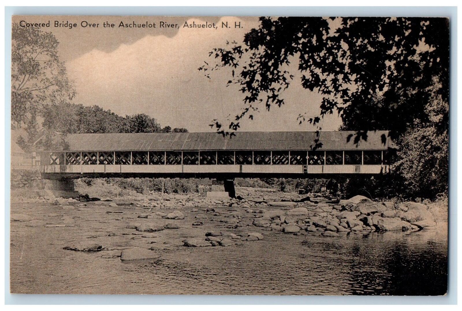 c1940s Covered Bridge Over The Aschuelot River Ashuelot NH Unposted Postcard