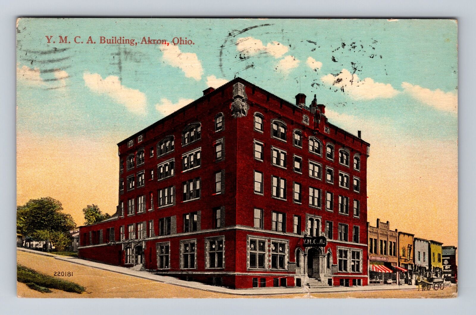 Akron OH- Ohio, YMCA Building, Advertisement, Antique, Vintage c1914 Postcard