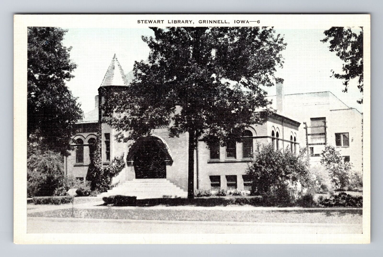 Grinnell IA-Iowa, Stewart Library, Antique Vintage Souvenir Postcard
