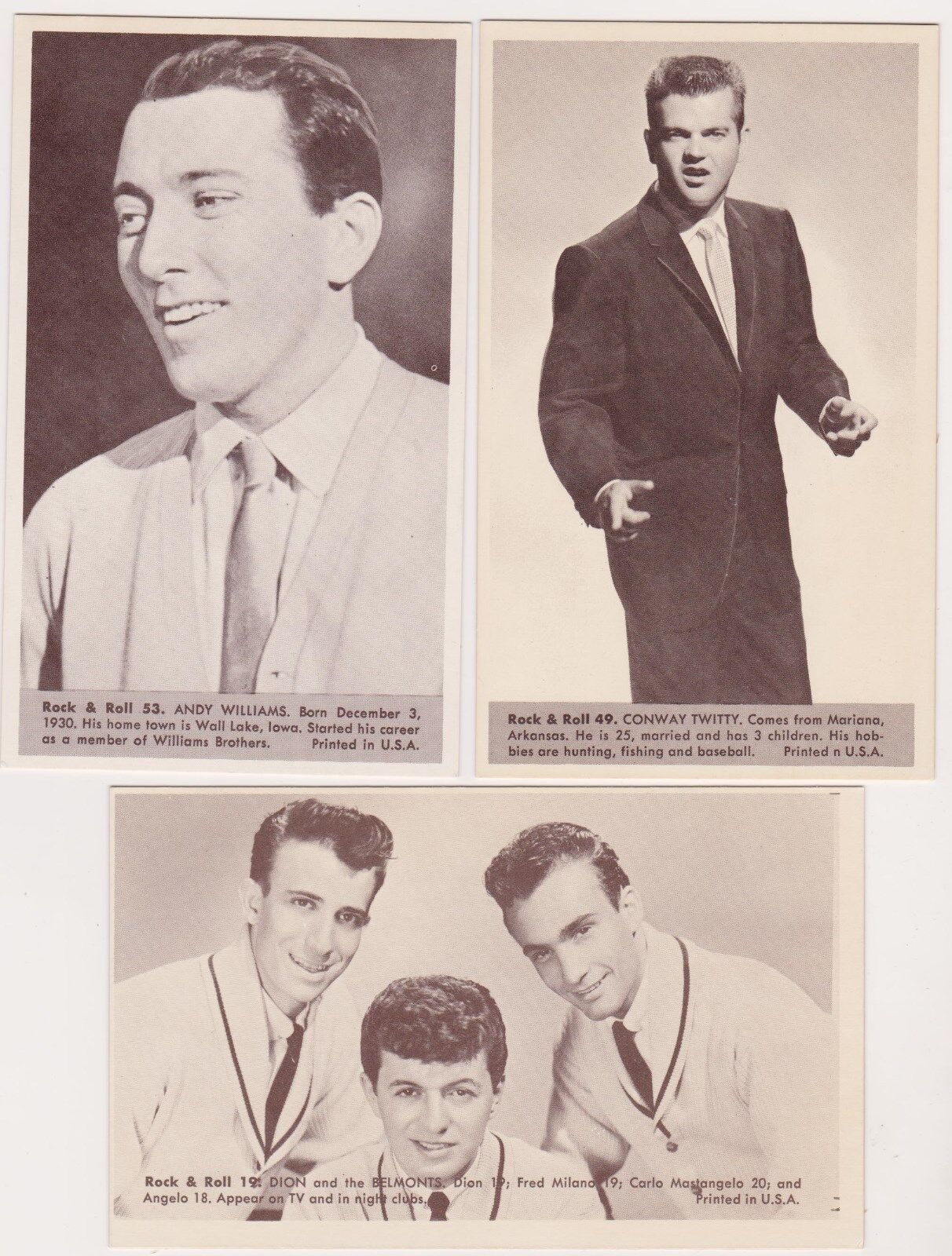 TWO LEFT  1959 NU CARD ROCK 'N ROLL~ PICK ONE/OR MULTIPLE CARDS EXTRA NICE 