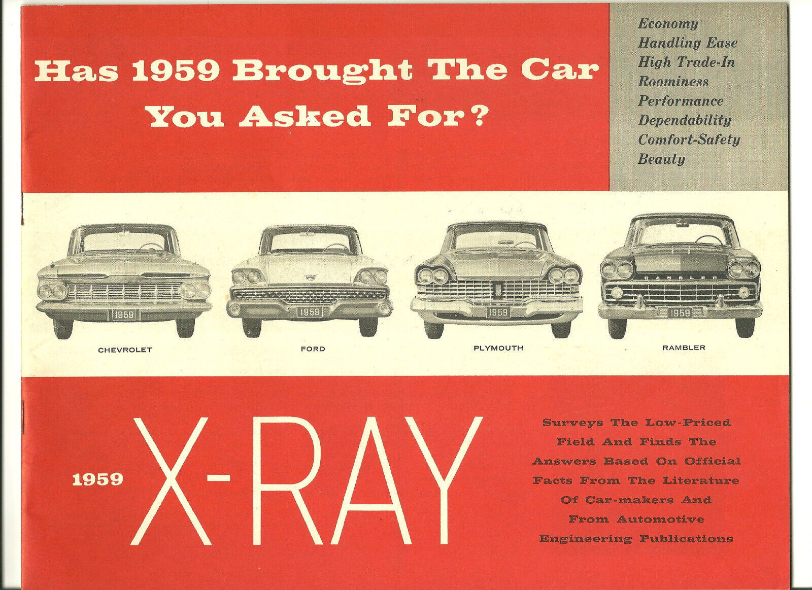 Original 1959 Rambler AMC 'X-Ray' Low Priced Cars Comparison Sales Brochure 