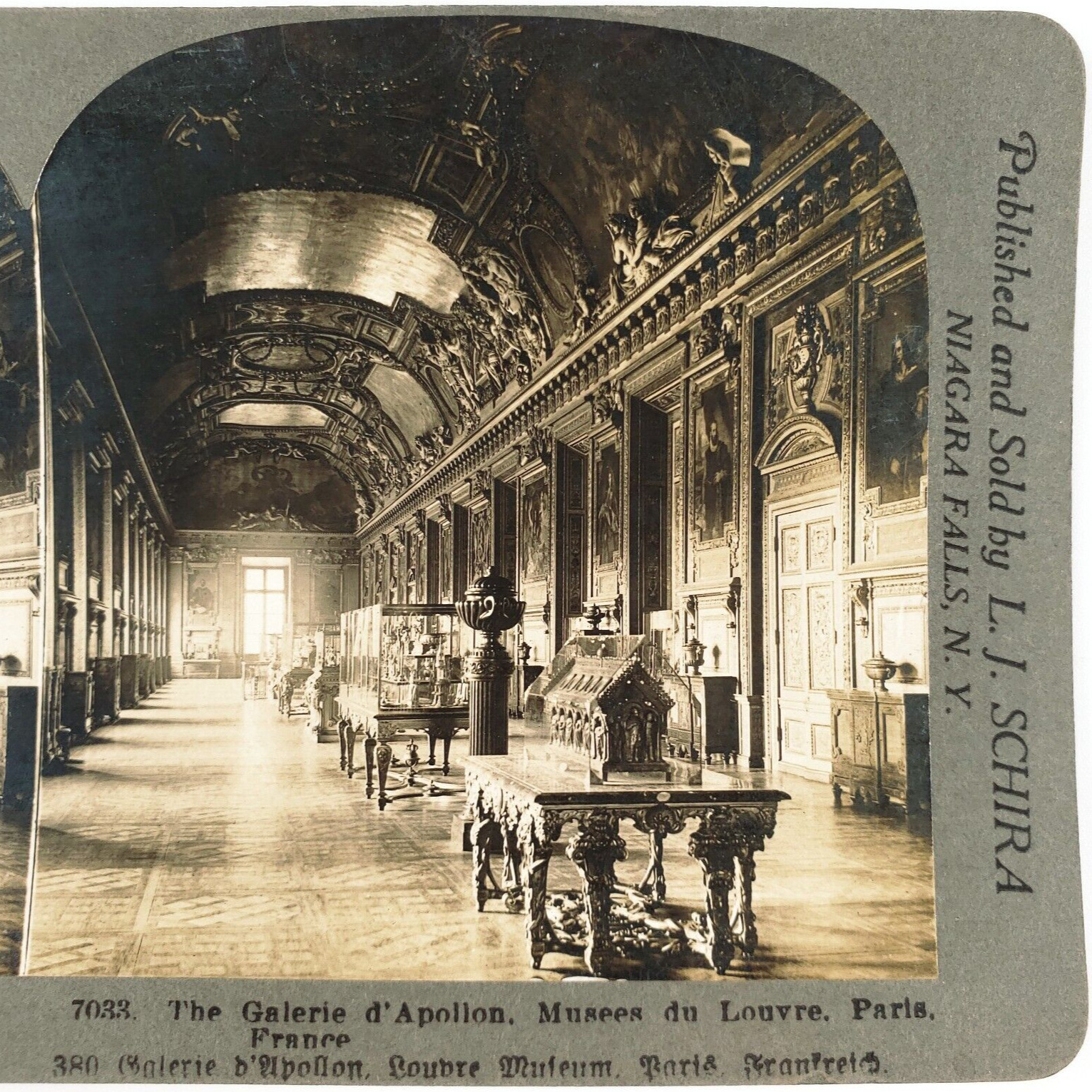 Louvre Palace Galerie d\'Apollon Stereoview c1905 Paris France Petite Photo G478