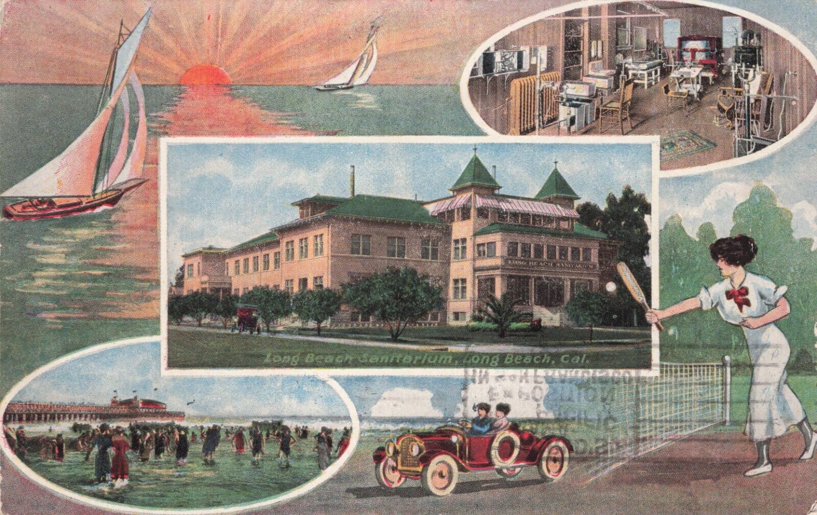 Long Beach California CA Long Beach Sanitarium Vintage Postcard 1915