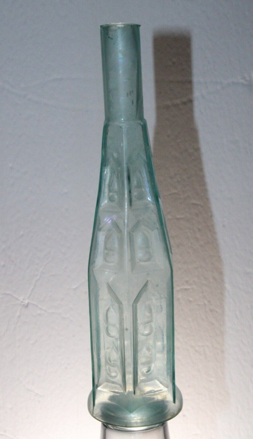 ANTIQUE GOTHIC 6 SIDED CATHEDRAL PEPPERSAUCE BOTTLE