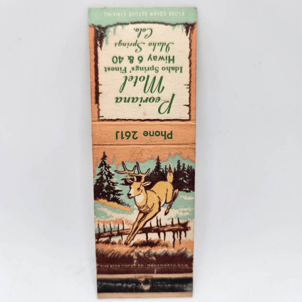 Vintage Matchcover Peoriana Motel Idaho Springs Colorado Deer Graphic