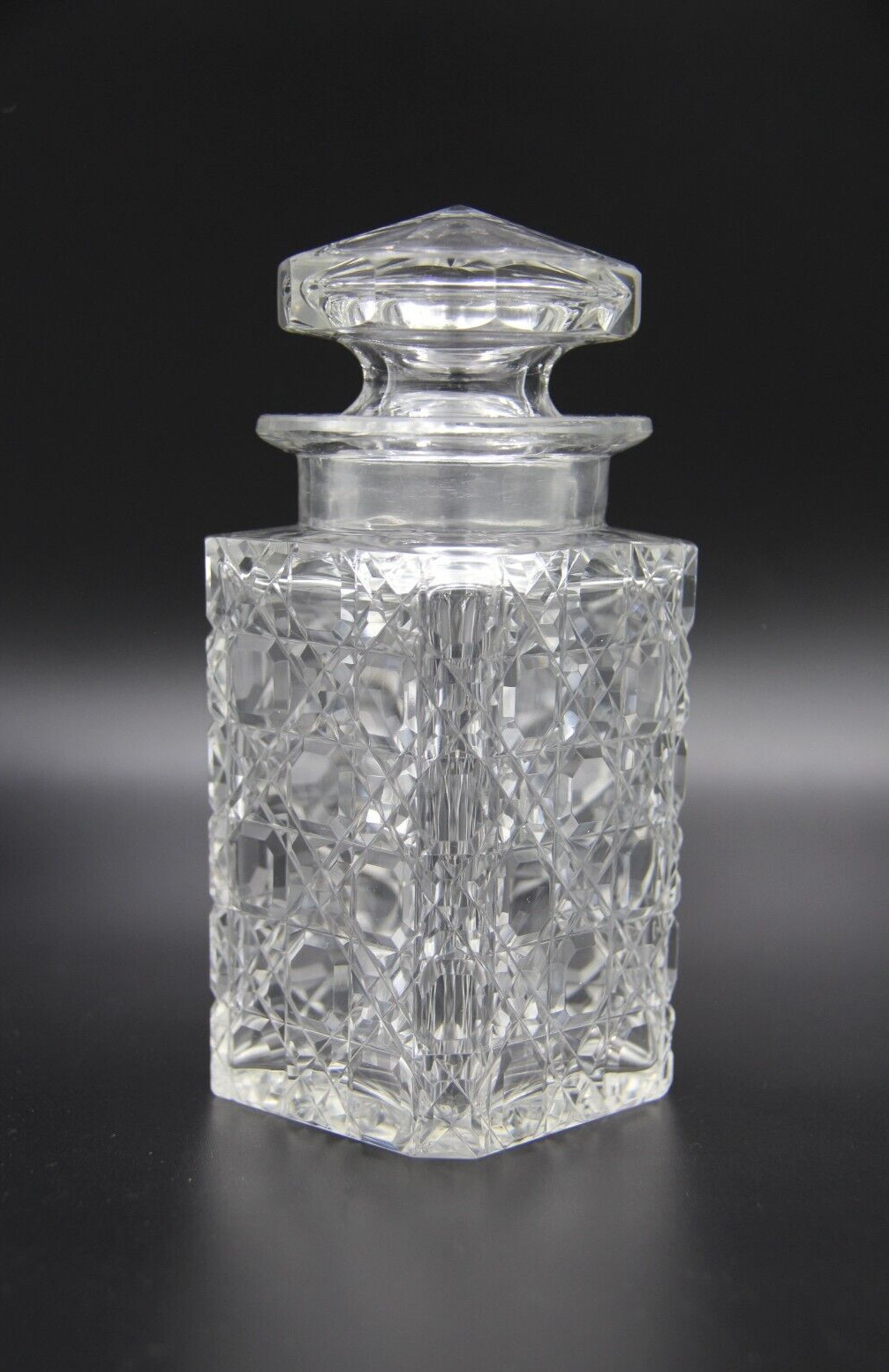 1900s Antique Hobnail Cut Glass Apothecary Jar with Faceted Stopper