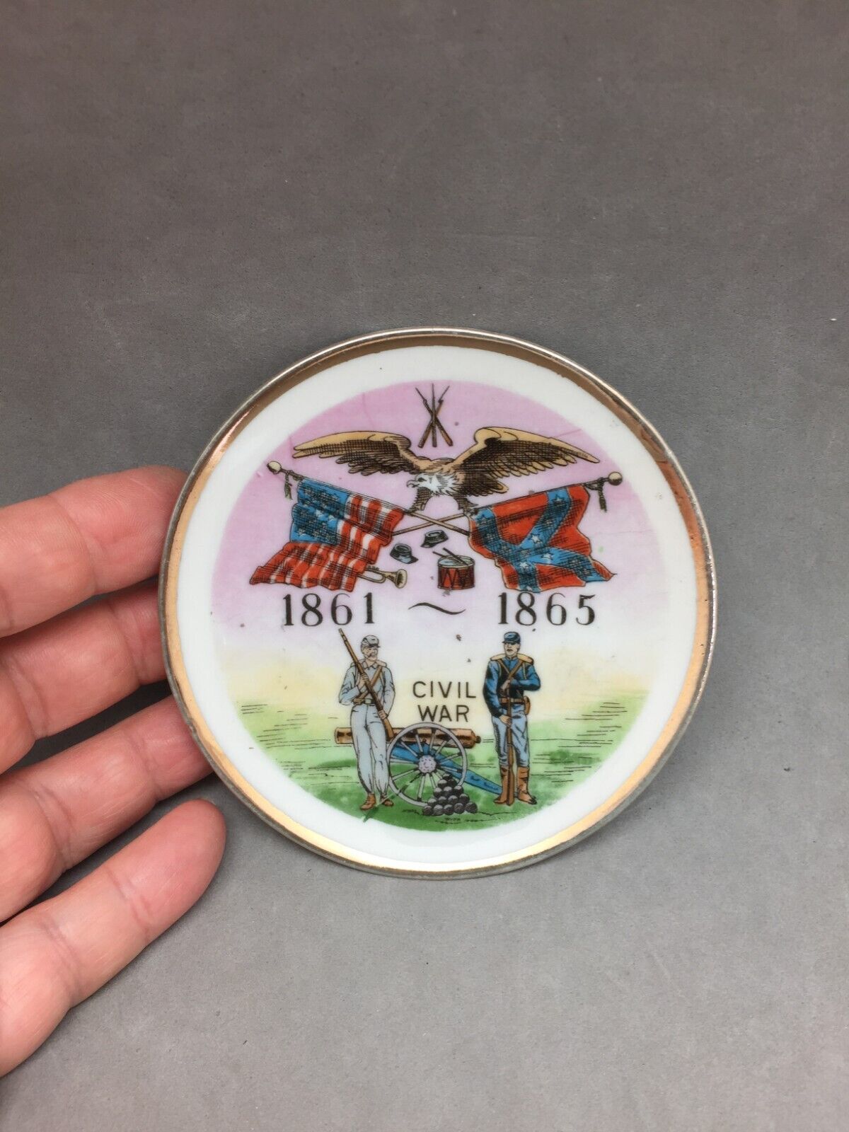 Civil War Souvenir Plate Ceramic 1861-1865 Vintage G Nov Co Japan 4\
