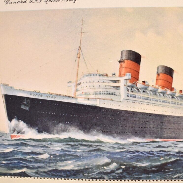Vintage 1940s RMS Queen Mary Cunard Cruise Line Perforated Letter Card Postcard