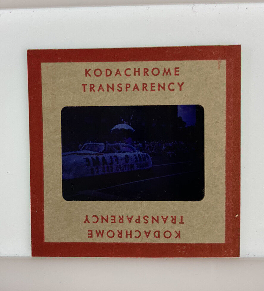 Vintage Kodachrome Transparency Original 35 mm Photo Pure O Flame Car Parade F