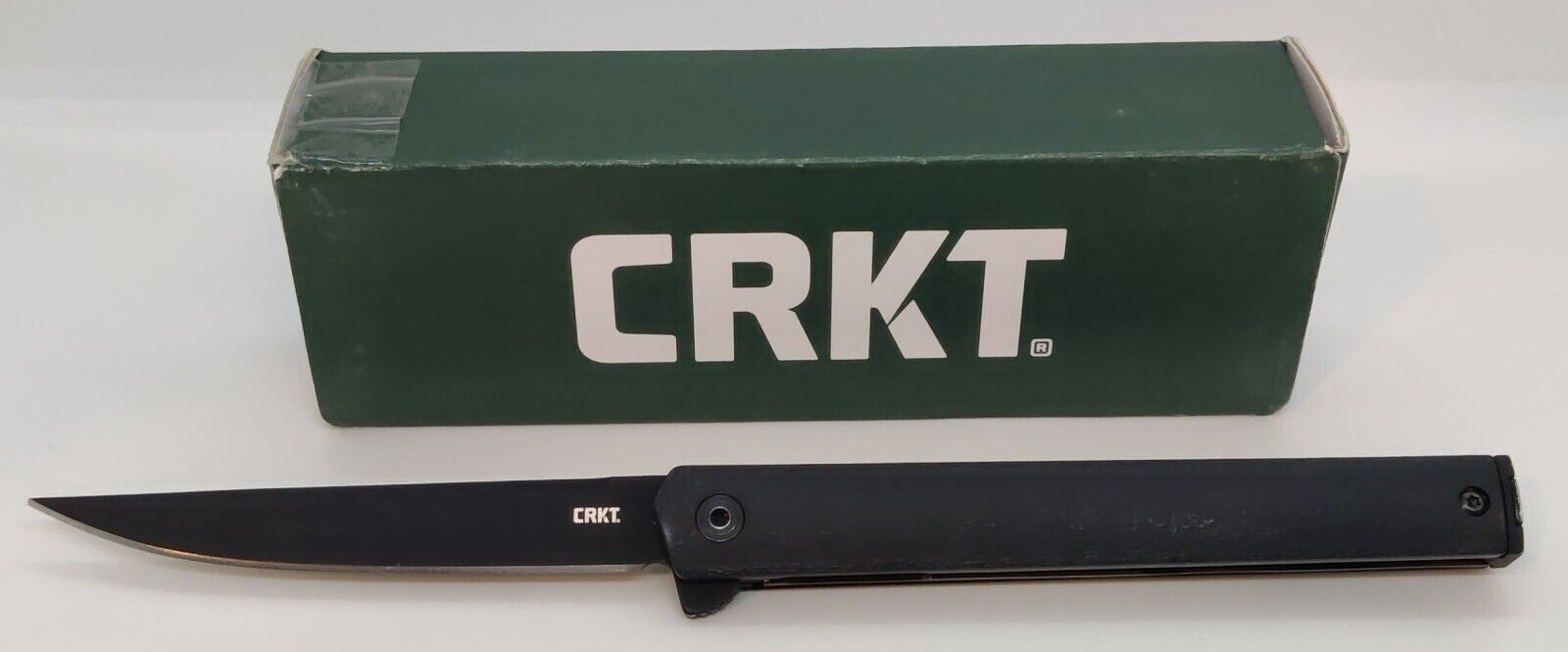 CRKT 7097K CEO FLIPPER KNIFE IKBS PIVOT BLACK GRN HANDLE 3.35