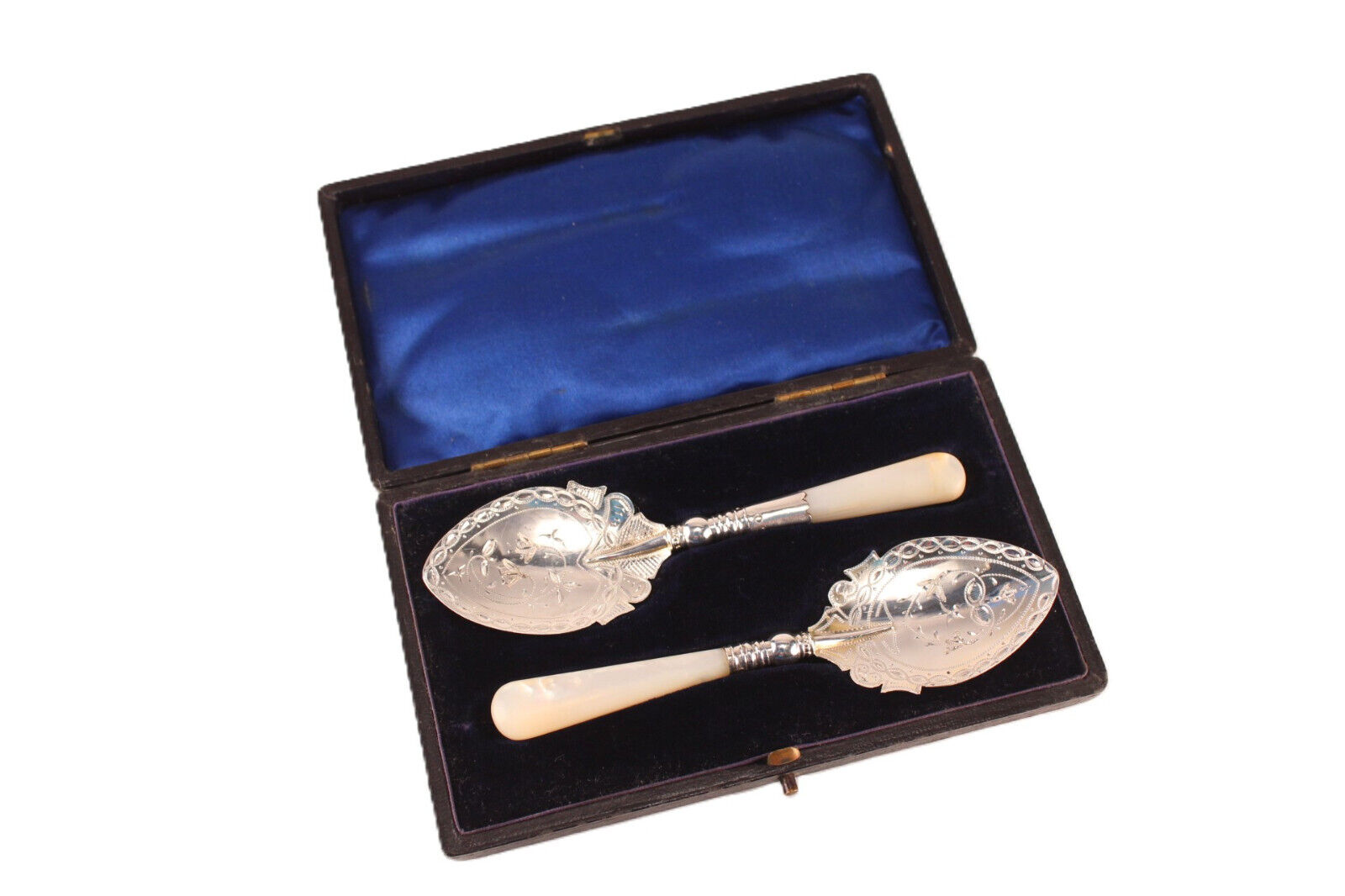 George E. Walton Sterling Silver Pearl Handle Preserve Caddy Spoons Birmingham