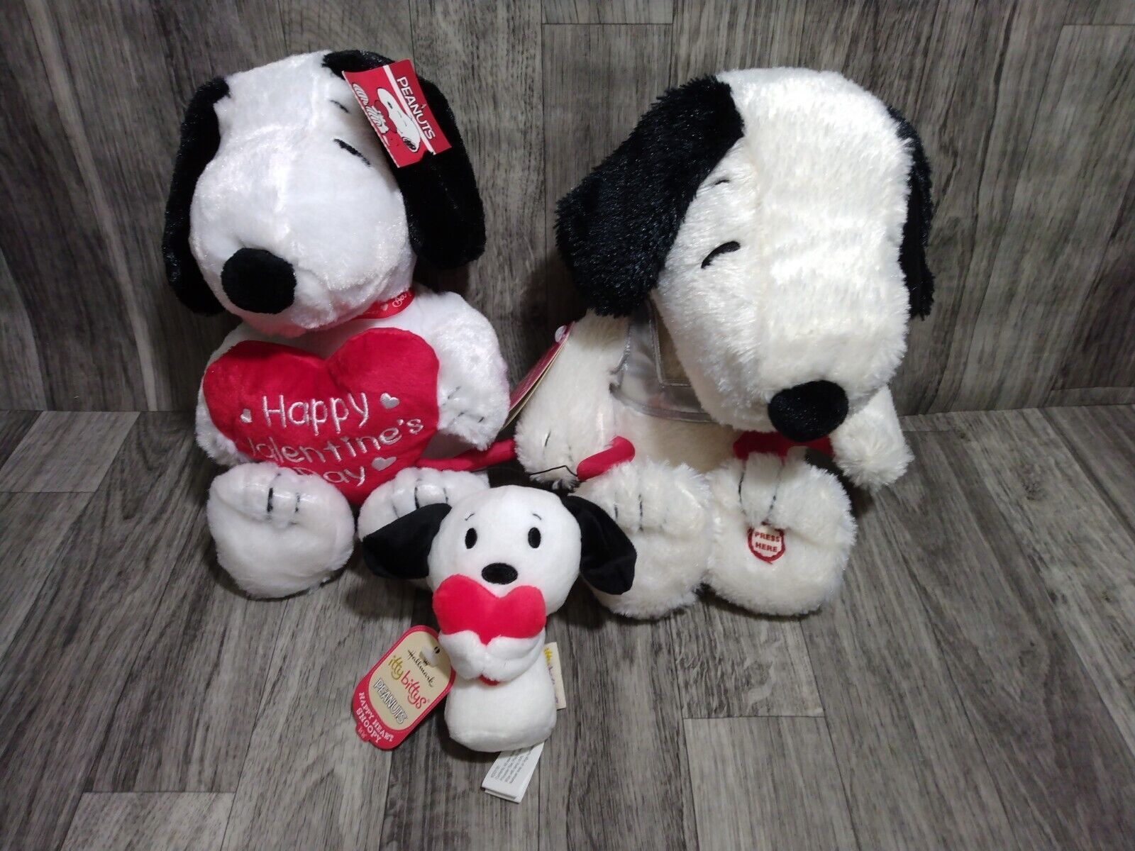 Lot 3 Snoopy plush cupid Snoopy, happy Valentine\'s day and itty bittys peanuts n
