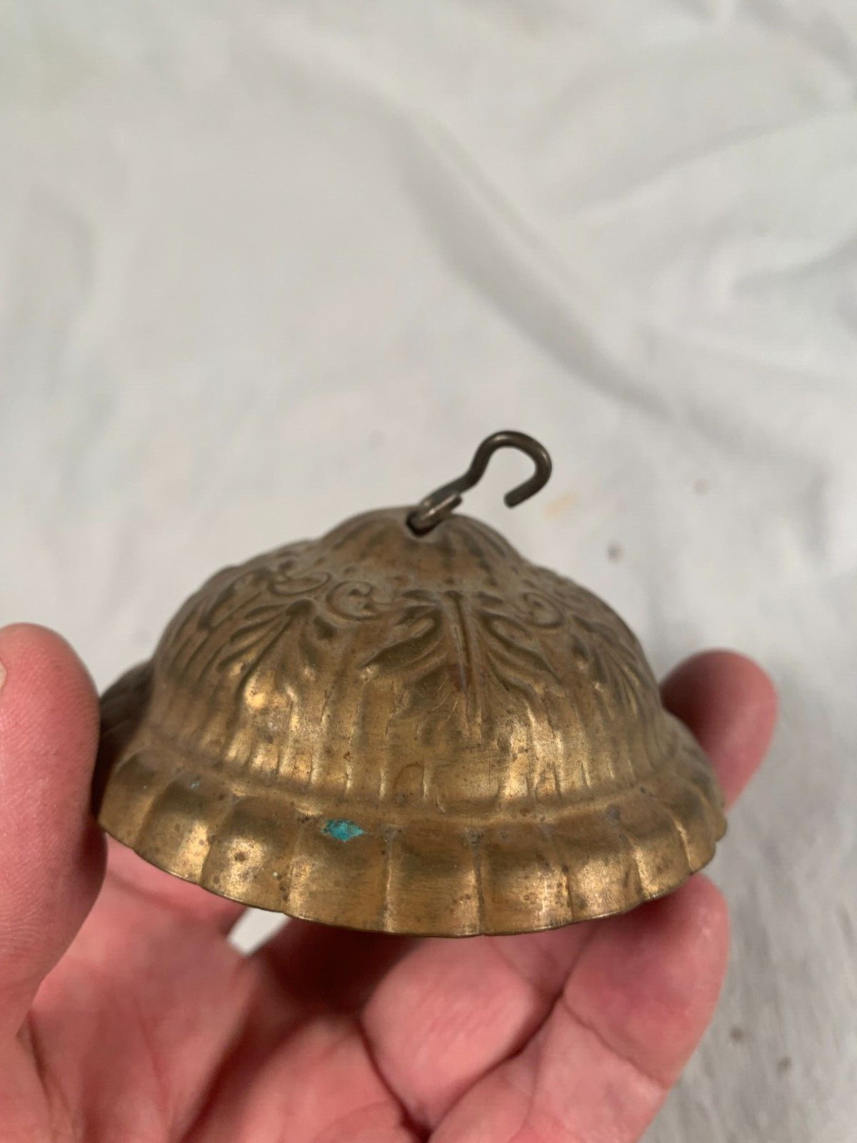 Victorian Red Brass Fancy embossed Oil Lamp Smoke Bell c1880s Smokebell