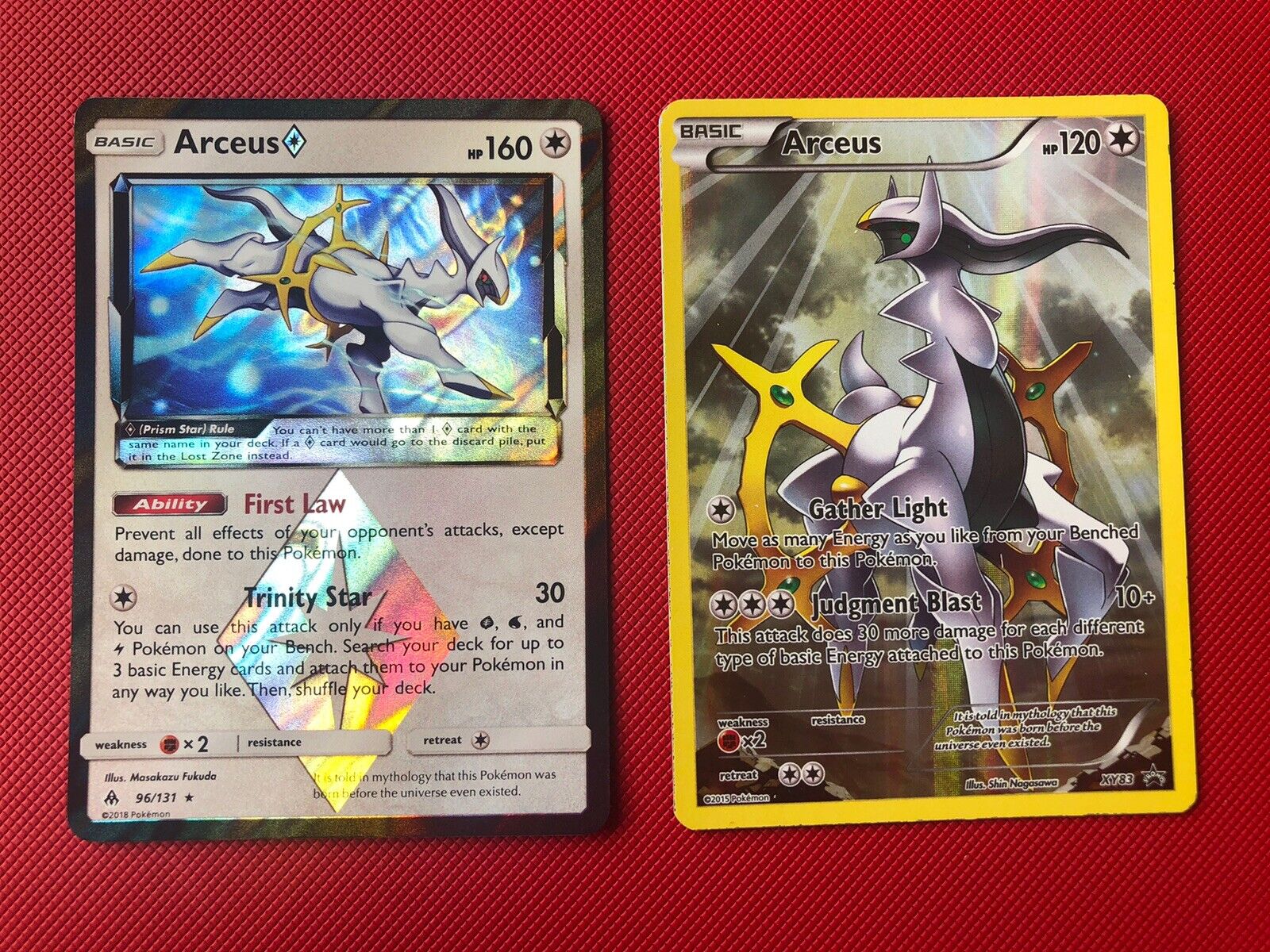 2 X Pokemon Card Arceus Black Star Promo Arceus XY83 + 96/131 Prism Rare
