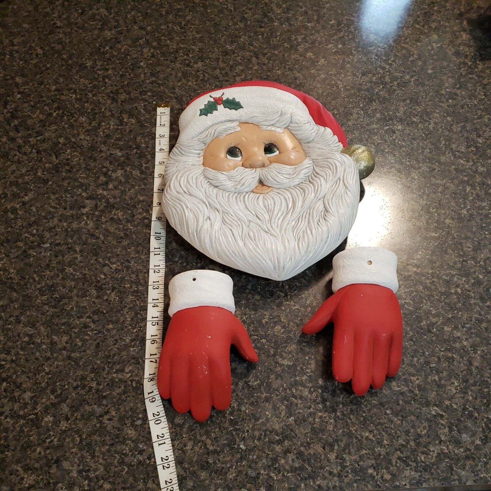 Vintage Cermic Santa Claus Head And Hands very rare