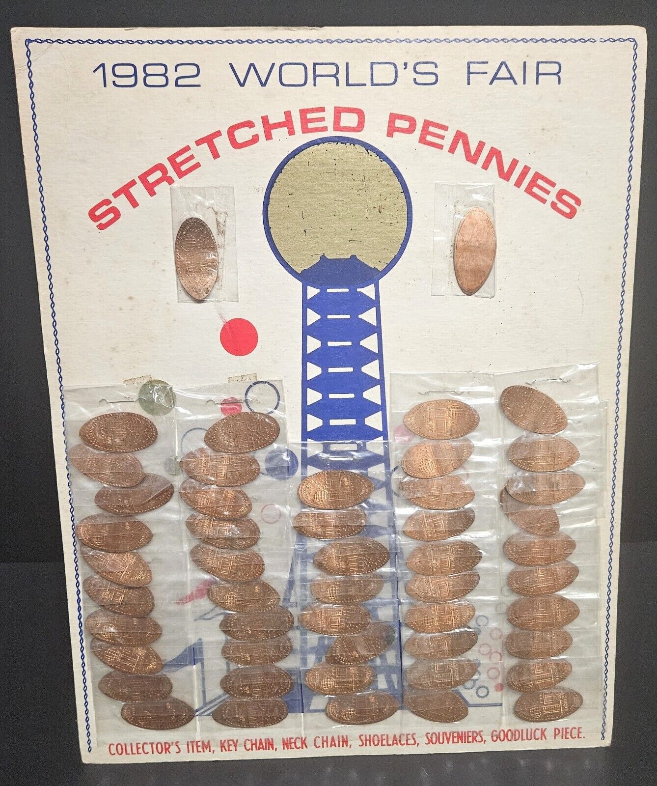 Vintage RARE 1982 World's Fair pressed Penny Display, Own a Piece Of History