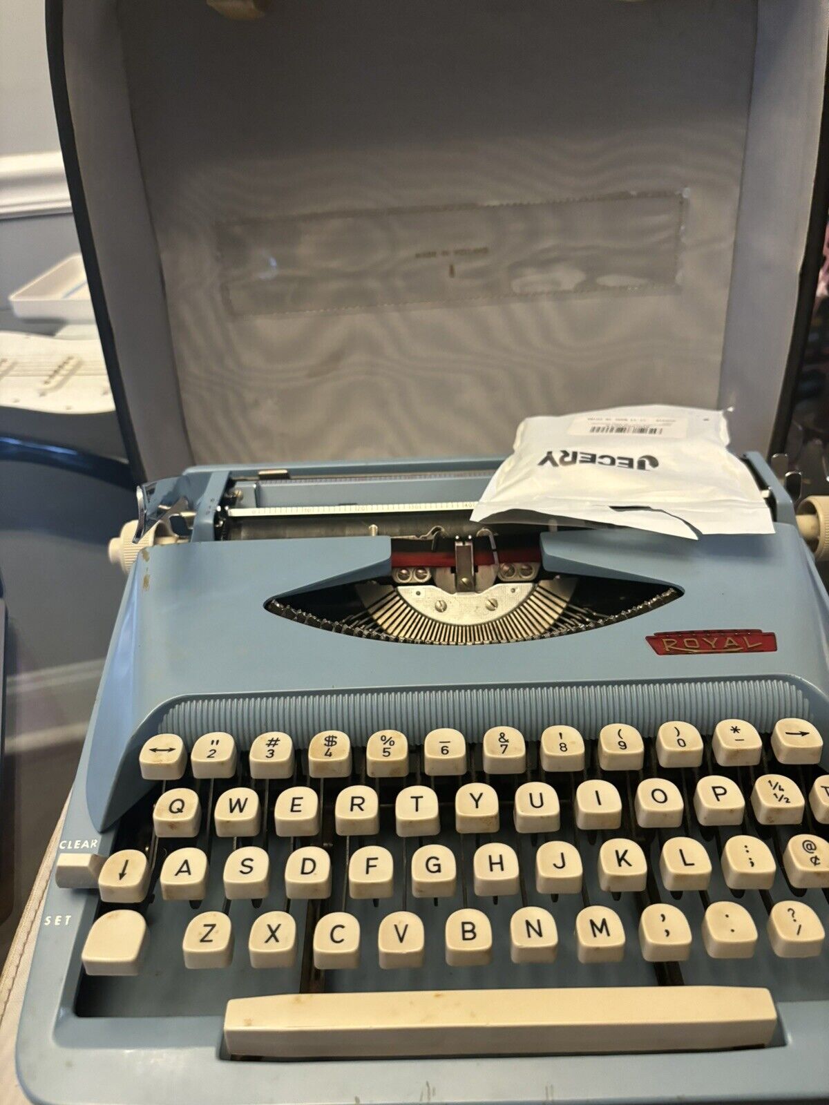 Vintage Working 1960's Royal Parade Blue Portable Typewriter with Case