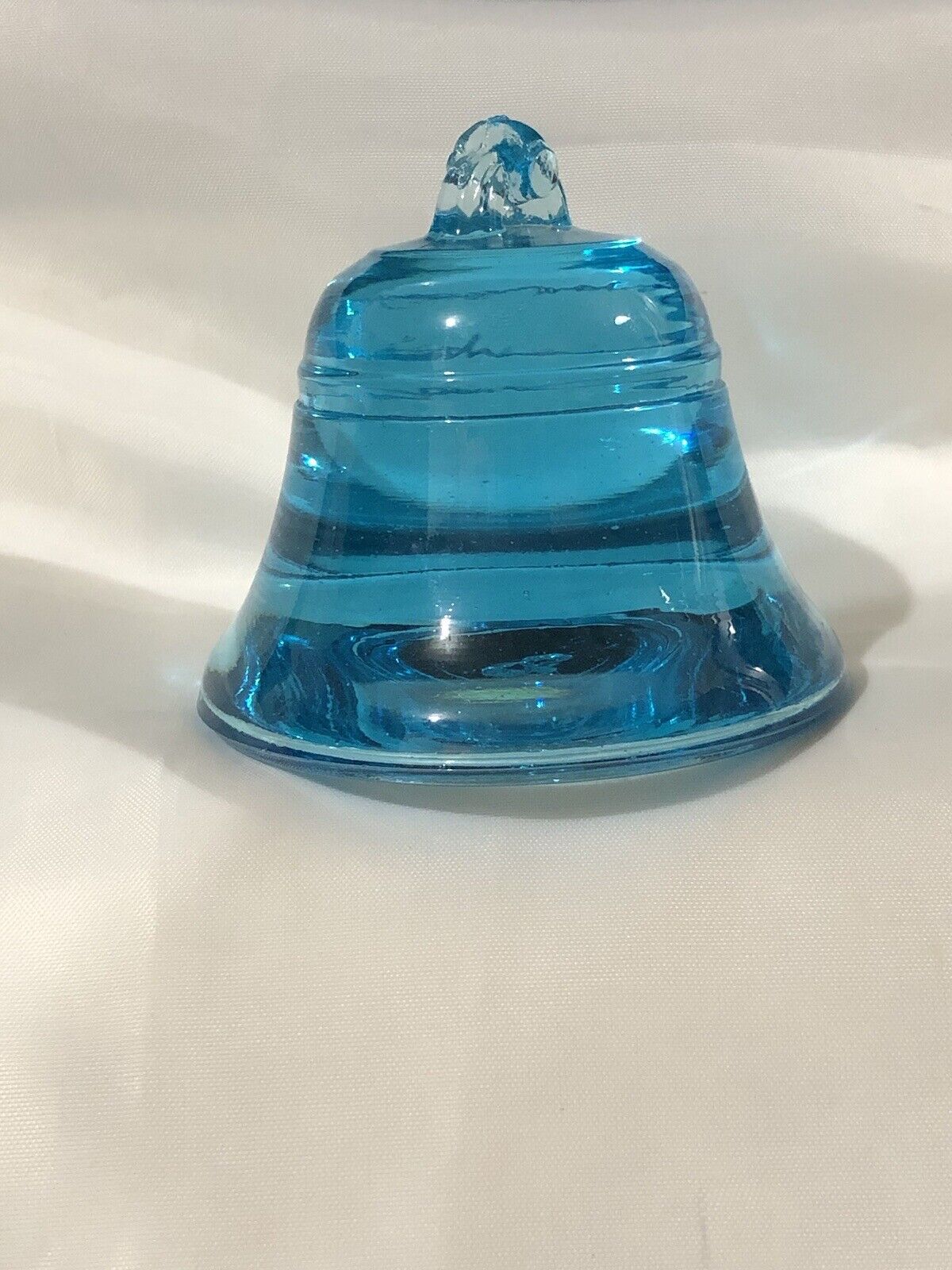 Vintage Aqua Blue Glass Bell Paper Weight 