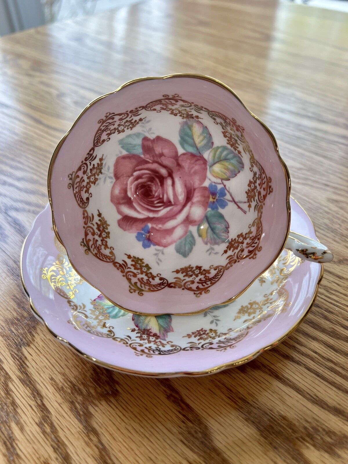 RARE Vintage Paragon Pink Cabbage Rose Teacup/Saucer. 1940s Great Condition