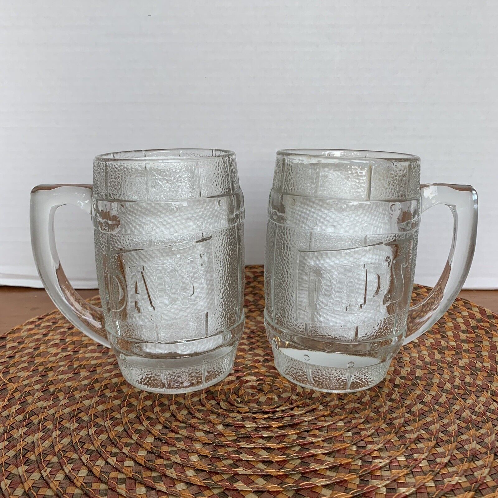 2 Vintage Dad\'s Root Beer Barrel Mug Vintage Heavy Glass Mug Soda Pop Pair