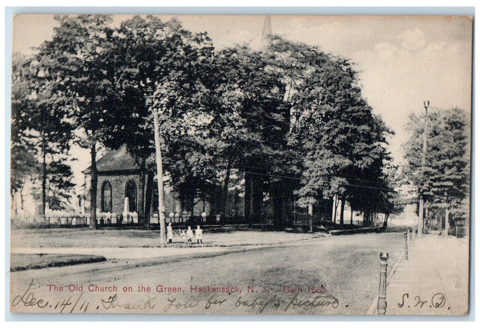 1911 Old Church Green Exterior Building Street Hackensack New Jersey NJ Postcard