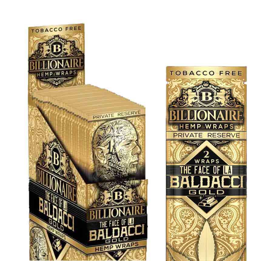 Billionaire H. Natural Wraps Rolling Papers Baldacci Gold Fruit Display of 50