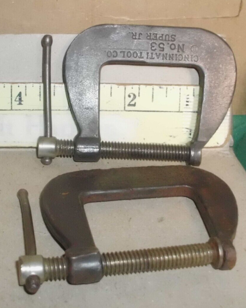 Vintage, Pair, Small C-Clamps Forged Steel 1-1/2\