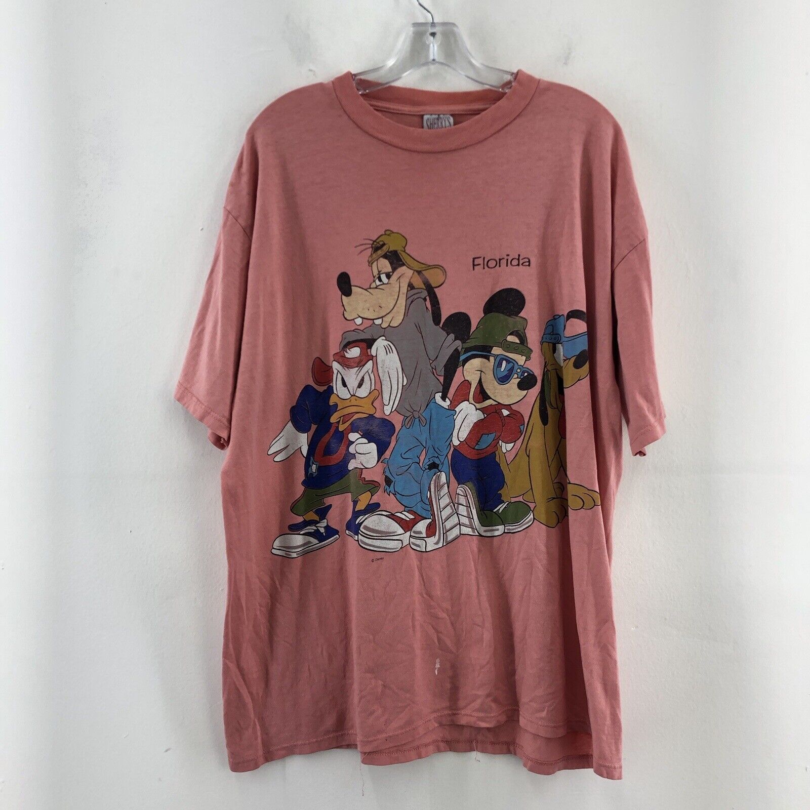 VTG Sherry's Best Pink Mickey Mouse Rap Funky Disney Florida T Shirt Mens XL