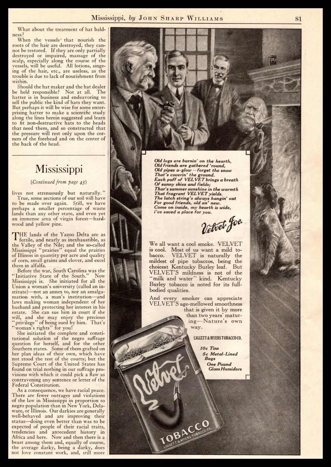 1916 Velvet Pipe Tobacco Tin Liggett & Myers \