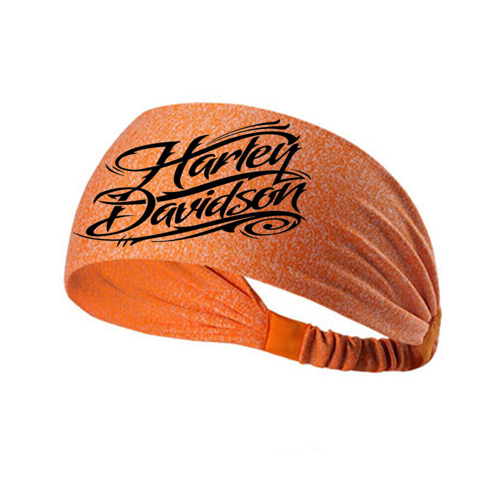 Harley Davidson Logo Orange Hairband Wrap Headband Breathable Mesh New