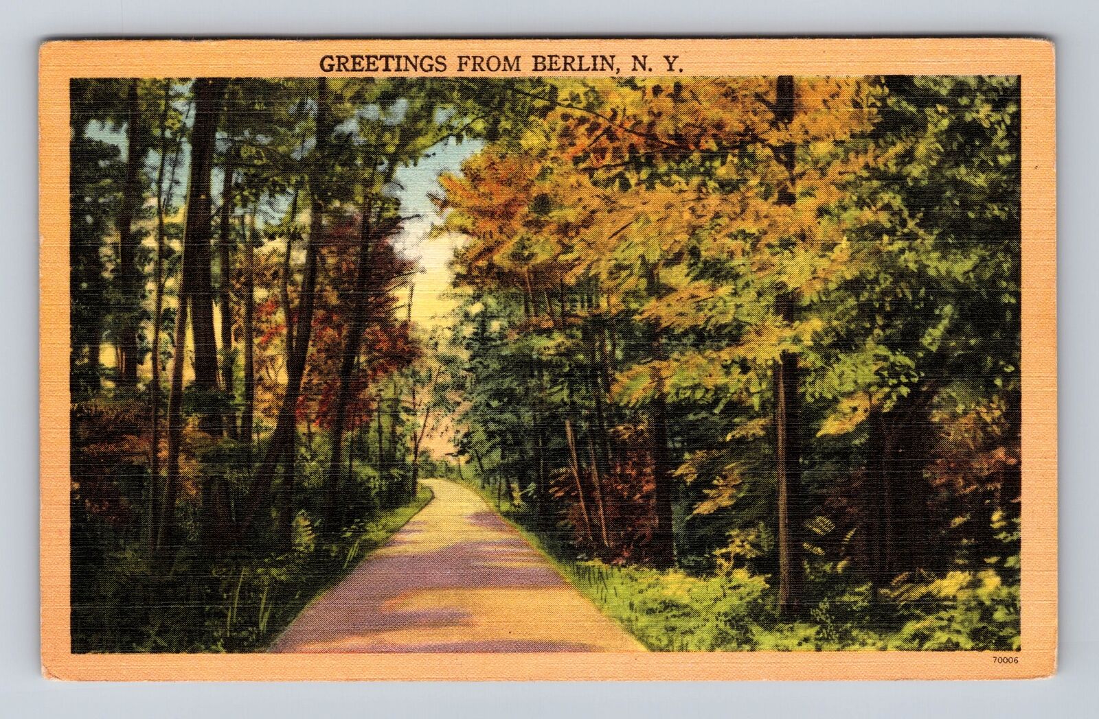 Berlin NY- New York, General Greetings Road, Antique, Vintage c1950 Postcard
