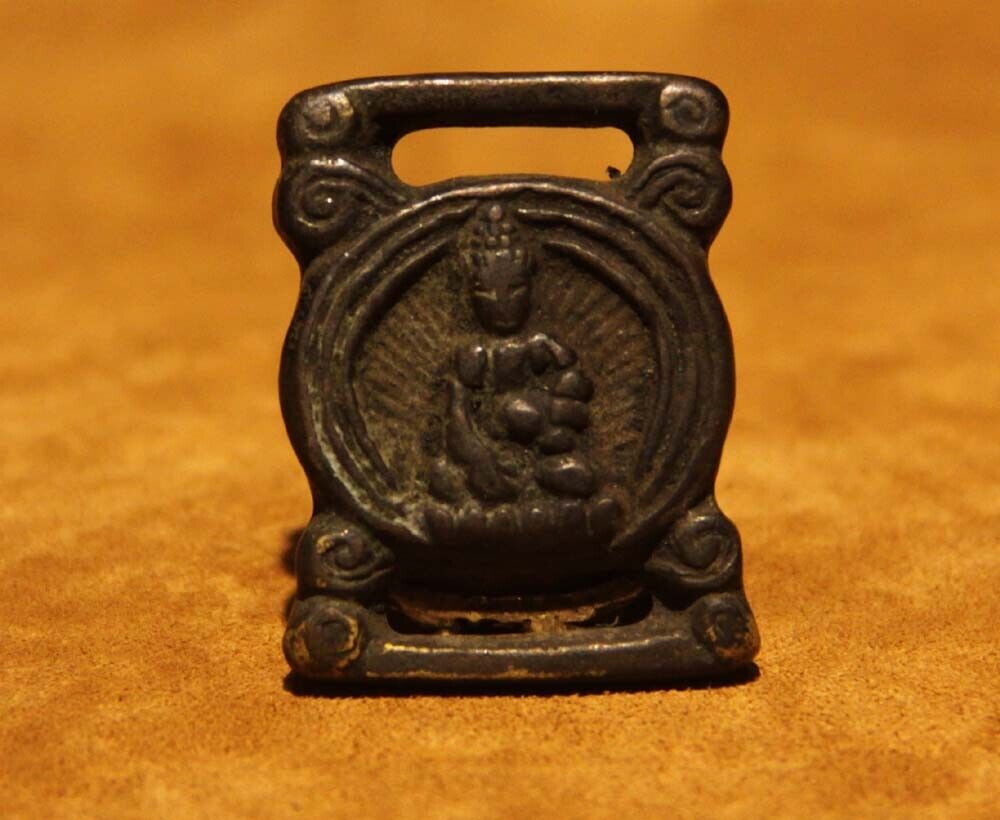 Wonderful Tibet Vintage Old Buddhist Alloy Copper Buddha Amulet - Sutra Buckle