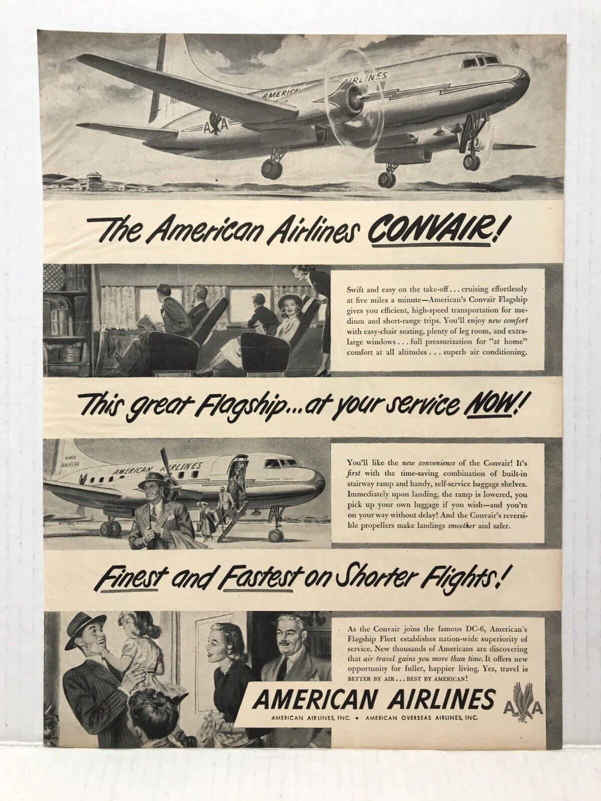 1948 American Airlines Convair Great Flagship VINTAGE PRINT AD LM48