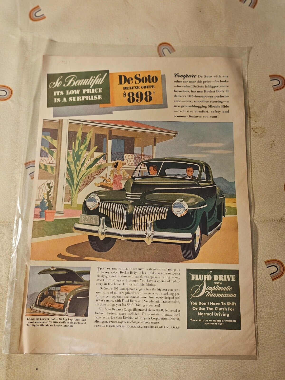Original 1941 DeSoto Original Automobile Magazine Advertisement Print Ad