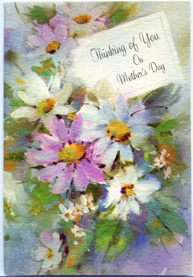 Vtg Mothers Day Card Watercolor Floral Thinking of You Happiness Always Unused
