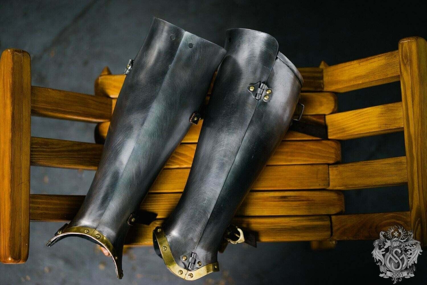 Medieval Legs Protection pair of Greaves Larp SCA Steel knight Greaves 18 gauge