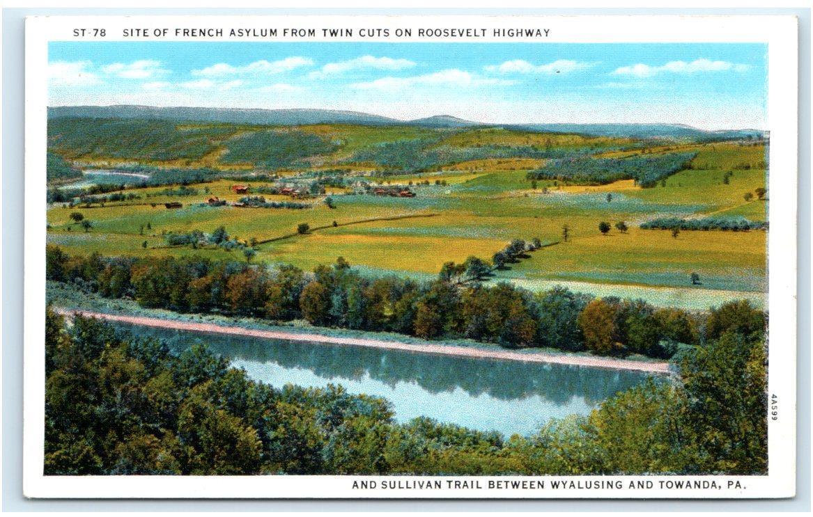WYALUSING, PA ~ Historic SITE of FRENCH  (Revolution) ASILUM c1920s Postcard