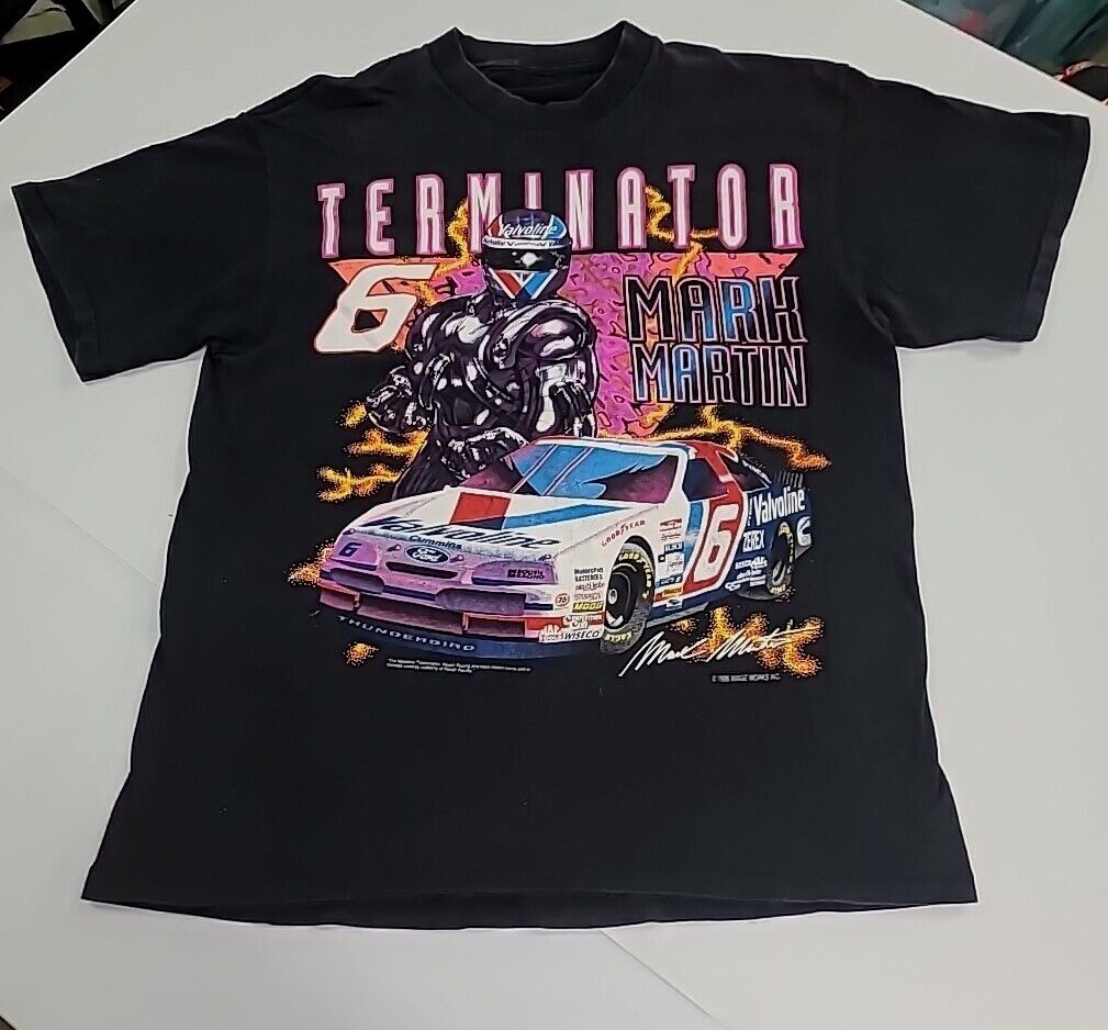Vintage Mark Martin Terminator Tshirt Nascar Racing All Over Print Official 1995