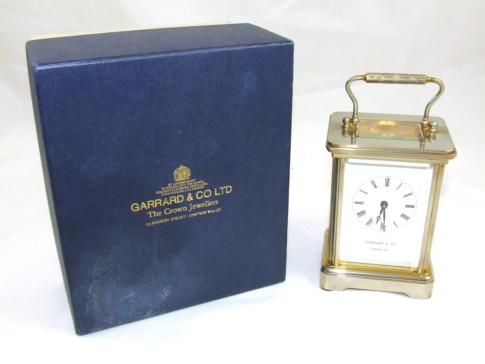 ENGLISH GARRARD & CO LONDON W1 Brass Carriage Clock with Original Box Working