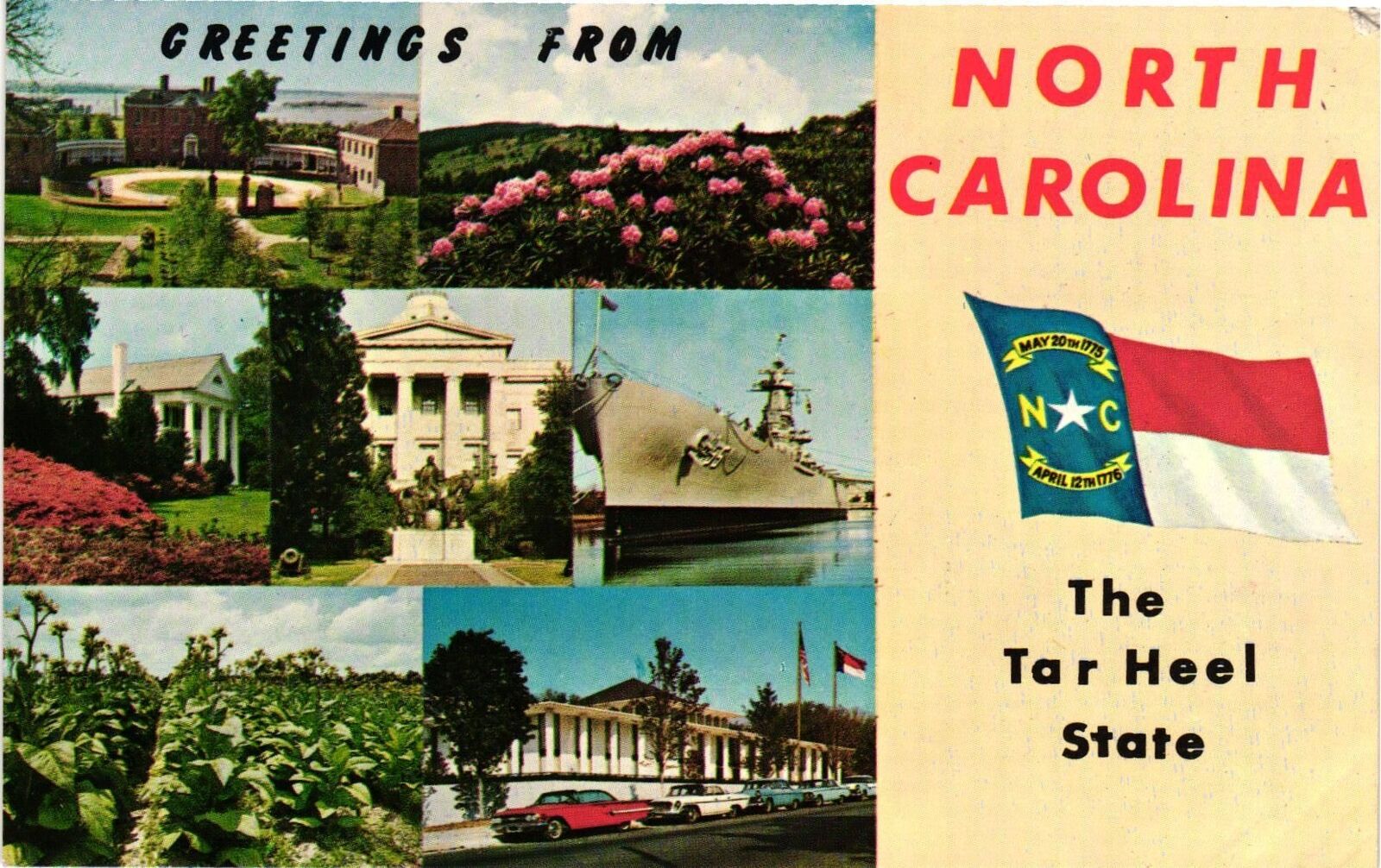 Vintage Postcard- Attractions, Greetings from, NC 1960s