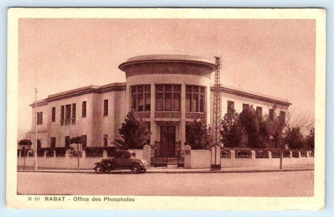 RABAT, MOROCCO ~ Mining OFFICE des PHOSPHATES Early Car c1920s-30s  Postcard