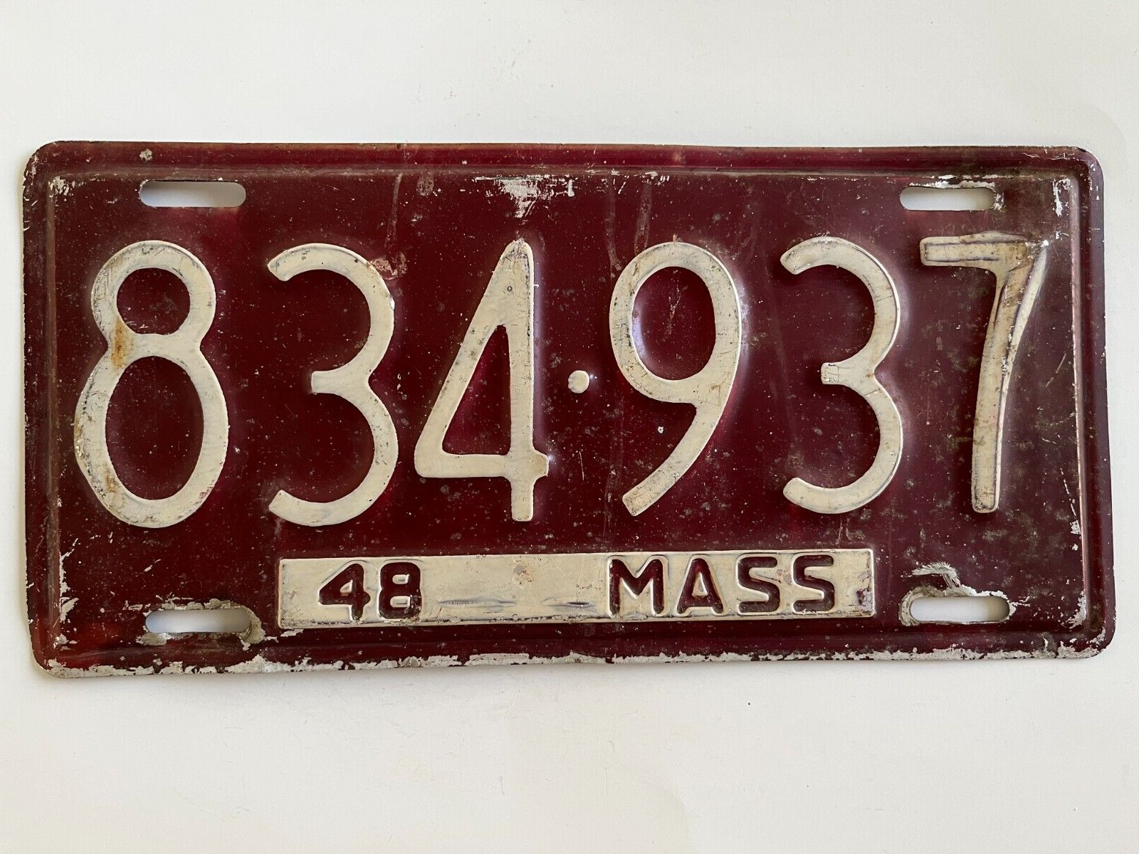 1948 Massachusetts License Plate Aluminum Variety All Original Paint