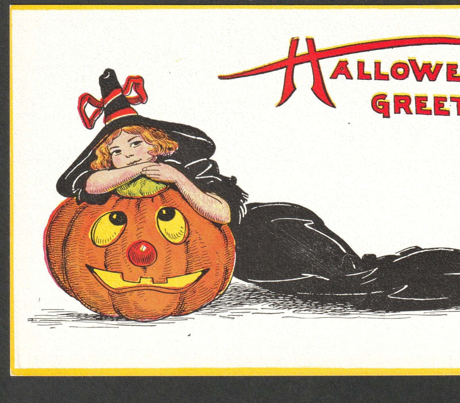 Antique ca. 1911 Halloween Greetings Sultry Witch Gibson GA29 Girl JOL PostCard