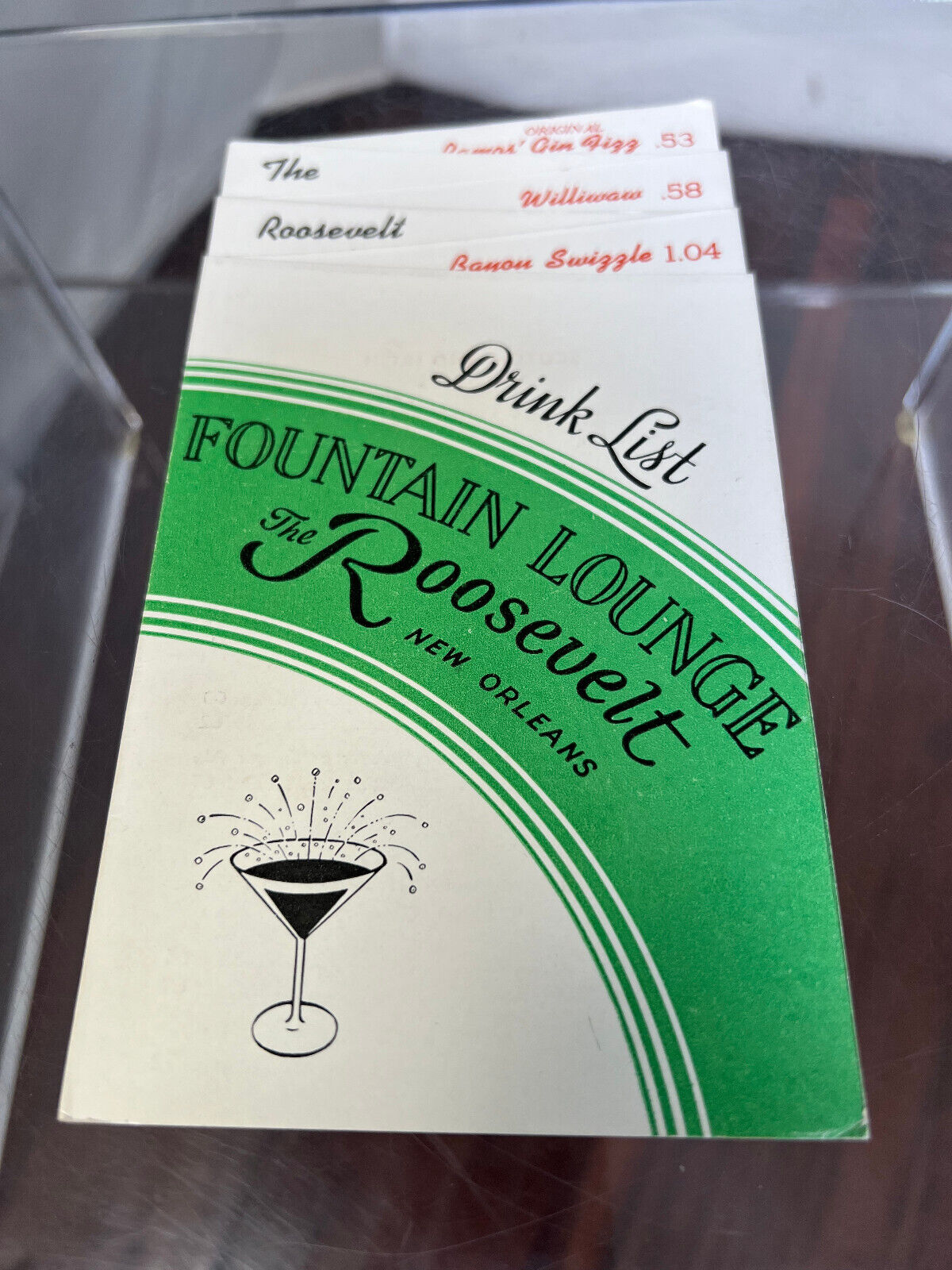 Vintage 1946 The Roosevelt New Orleans Fountain Lounge Bar Drink List Menu