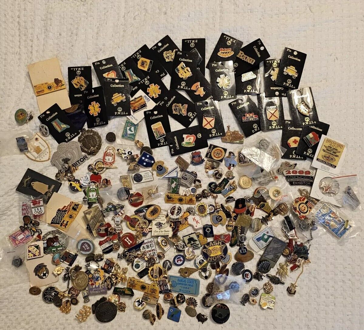Huge Lot of Vintage Pin Back Buttons New  Used Olympics, Novelty, Styxx, Misc