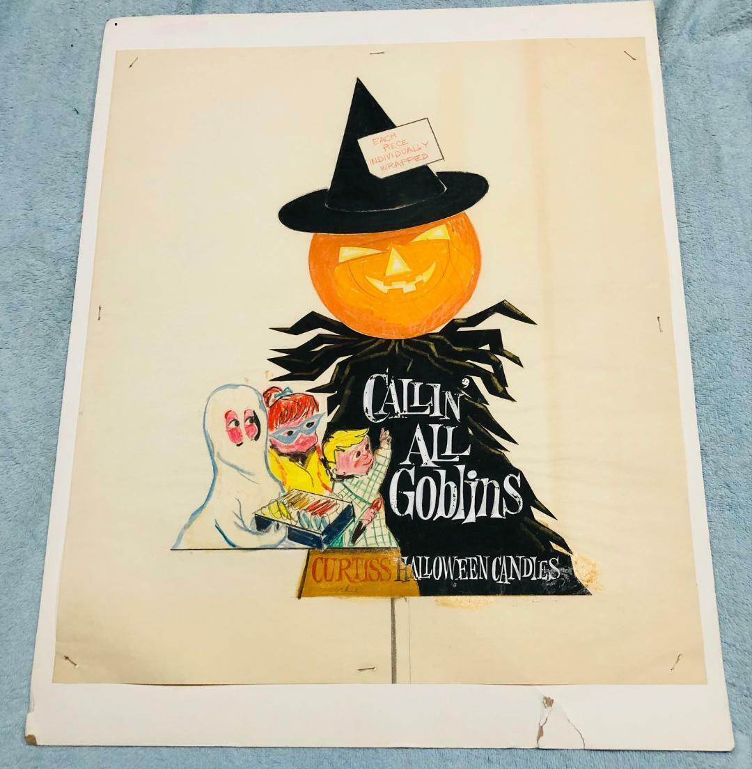 1950s Original Curtiss Halloween Candies Concept Drawn Artwork by CM Baby Ruth 