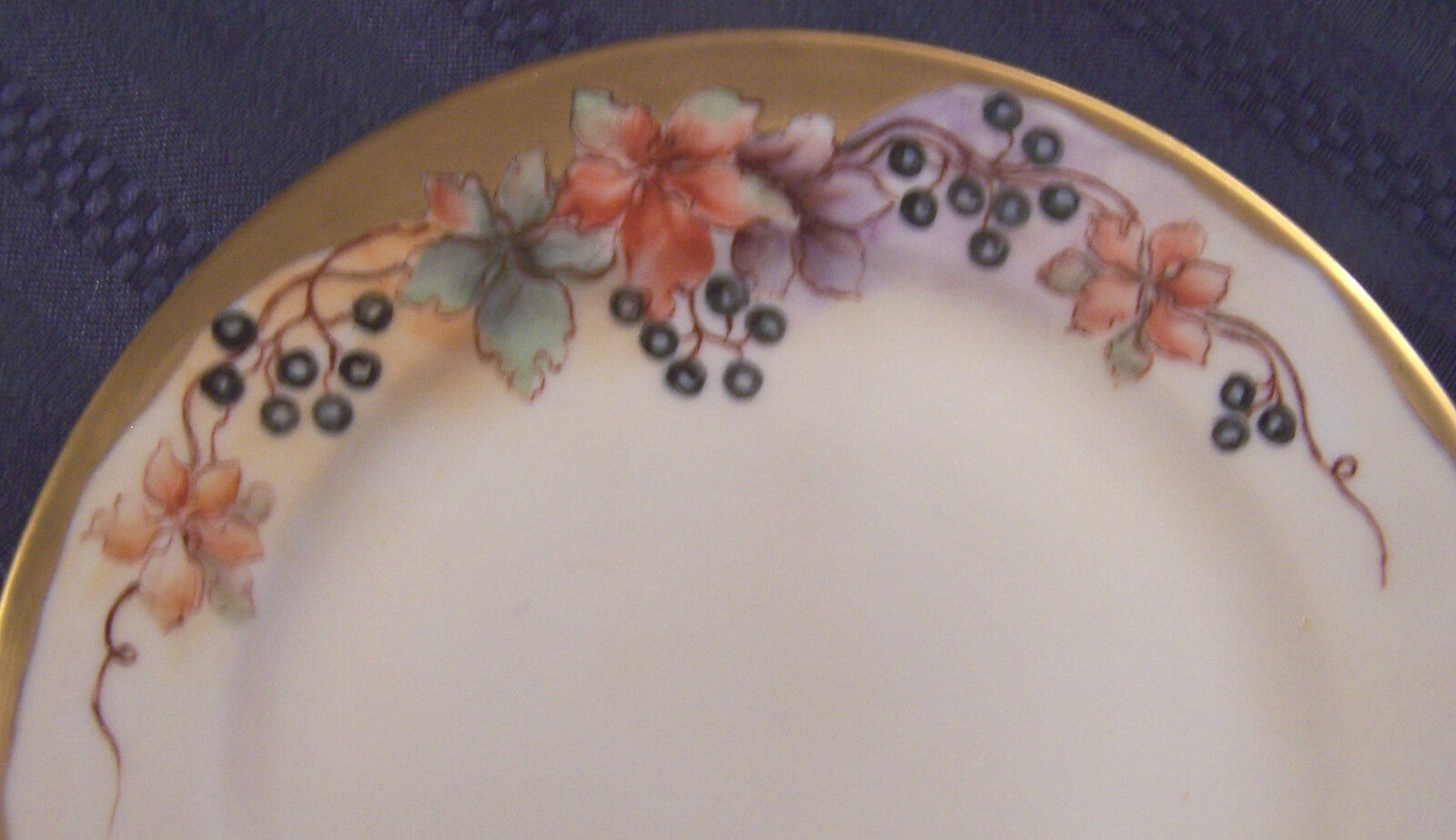 Antique Hand Painted Whiteware Dinner Service for 8 Artist Signed Floral Berries