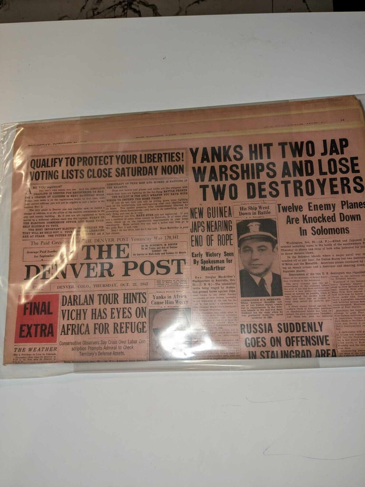 Old Newspapers: Lot of 5 WWII Era 1939, 1942, 1942,1943, 1945